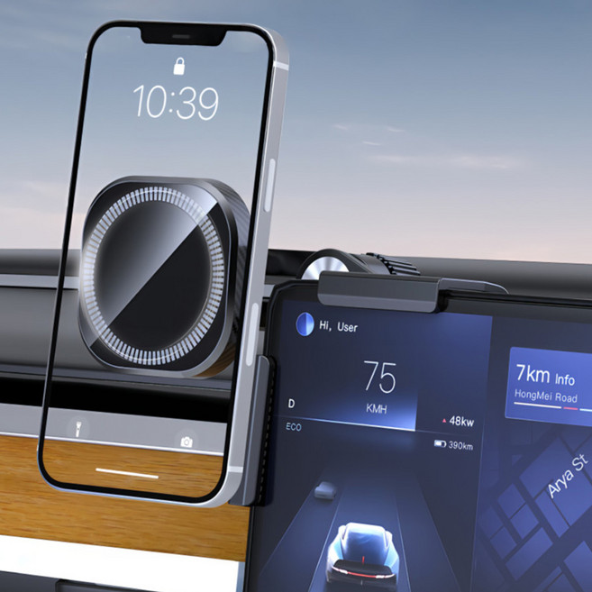 다온셀렉트 테슬라 맥세이프 거치대 360도 회전, 블랙, 1개