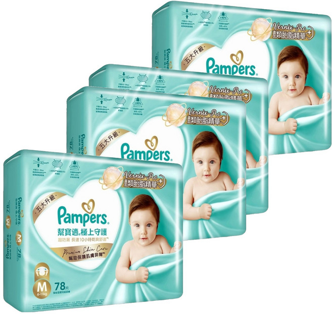 Pampers 幫寶適 原廠公司貨 極上守護 一級幫黏貼型護膚尿布/紙尿褲 6~11kg, M, 312片