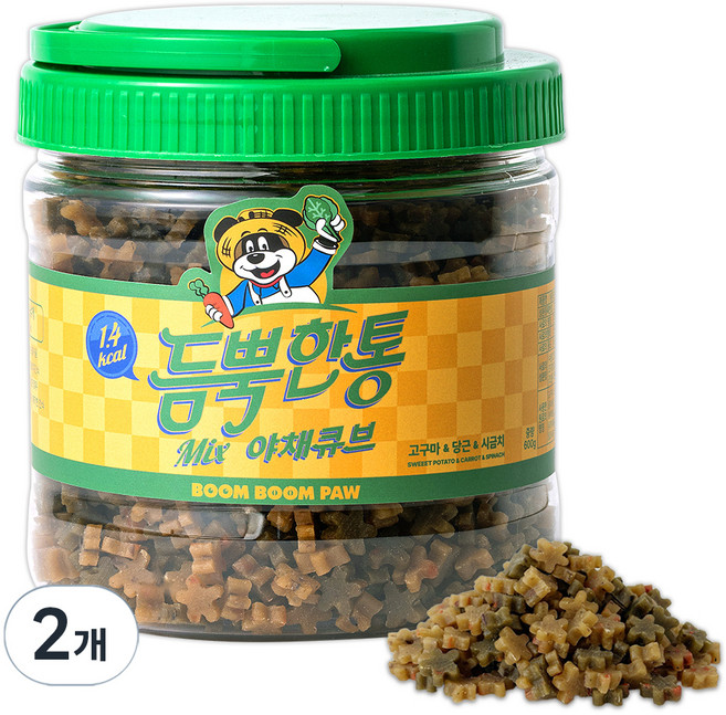 붐붐포 강아지 듬뿍한통 믹스 노즈워크 큐브 트릿, 야채맛(고구마/당근/시금치), 600g, 2개