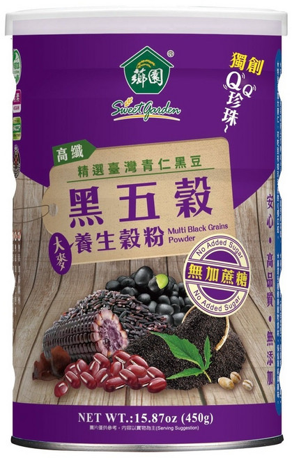薌園 黑五穀養生穀粉, 450g, 1罐