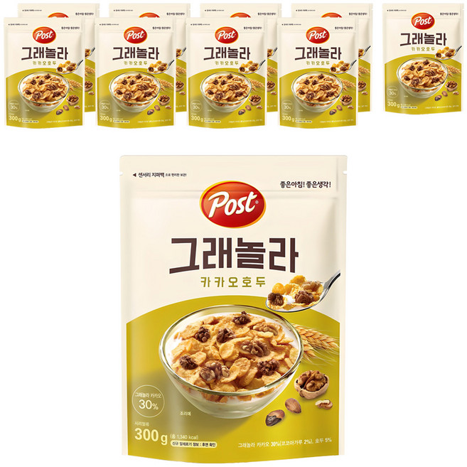 Post 格蘭諾拉可可核桃麥片, 300g, 10包