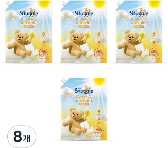 스너글 햇빛건조향 섬유유연제 허거블 선샤인, 1.5L, 8개