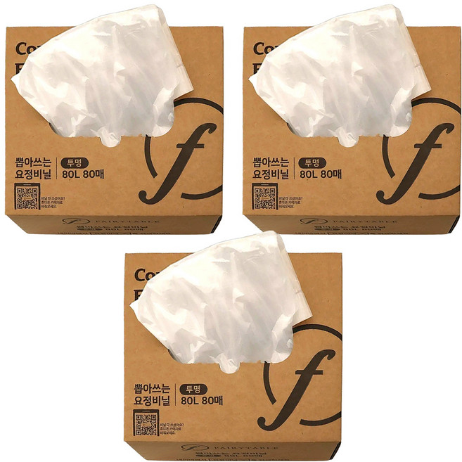 FAIRYTABLE 抽取式精靈塑膠袋 80入, 3盒, 80L