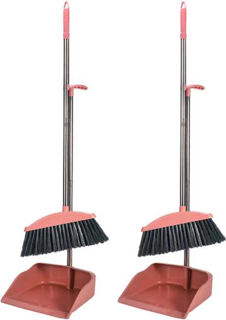 掃把畚箕組 粉色固定式, 2組, 粉色