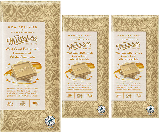 휘태커스 웨스트코스트 버터밀크 카라멜 화이트초콜릿, 100g, 3개