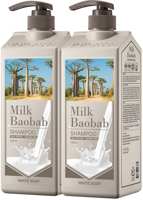 밀크바오밥 샴푸 화이트솝향, 1L, 2개