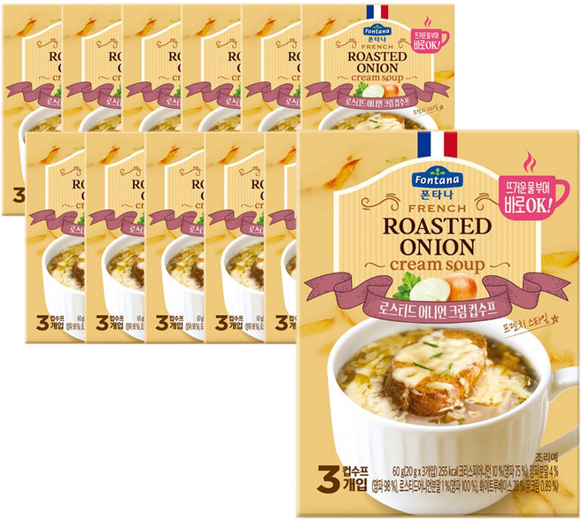 폰타나 프렌치 로스티드 어니언 크림 컵수프, 60g, 12개