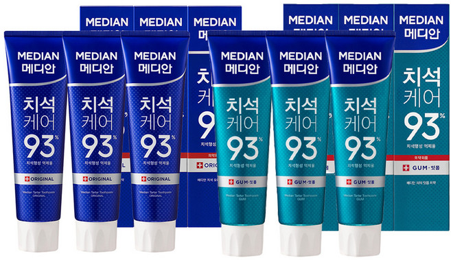 메디안 치석케어 오리지널 치약 120g 3p + 잇몸 치약 120g 3p, 1세트