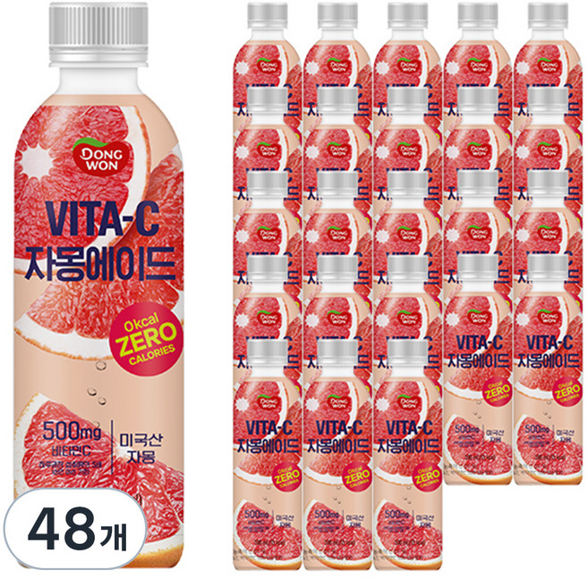 동원 비타C 자몽에이드 음료, 500ml, 48개