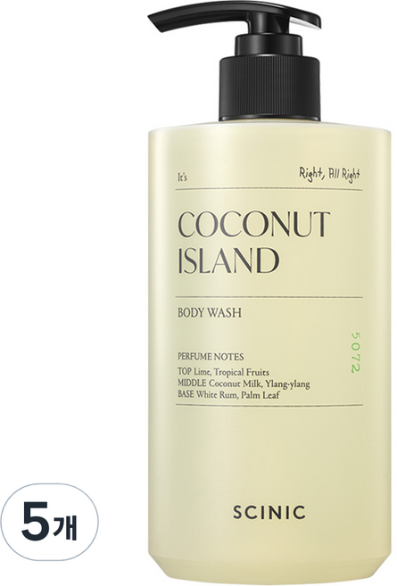 싸이닉 코코넛 아일랜드 퍼퓸드 바디워시 코코넛 시트러스 향, 500ml, 5개