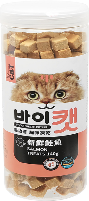 by CAT 喵洽普 貓咪凍乾零食, 新鮮鮭魚, 140g, 1罐