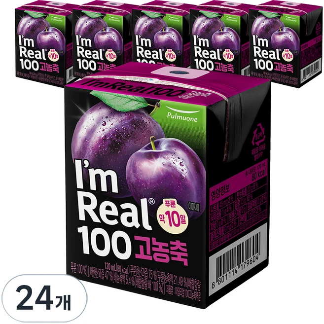 아임리얼 100 고농축 푸룬주스, 120ml, 24개 - 쿠팡