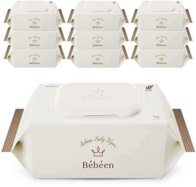 베베앙 프리미엄 골드 유아물티슈 캡형, 75g, 70매, 10개
