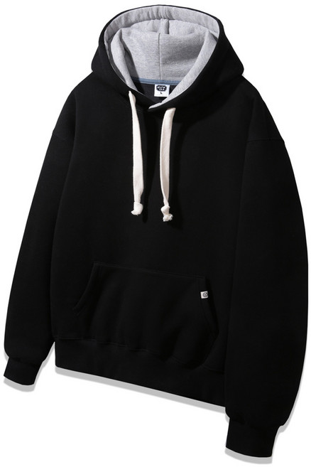 앨빈클로 남녀공용 배색 무지 기모 오버핏 후드티 AVH857