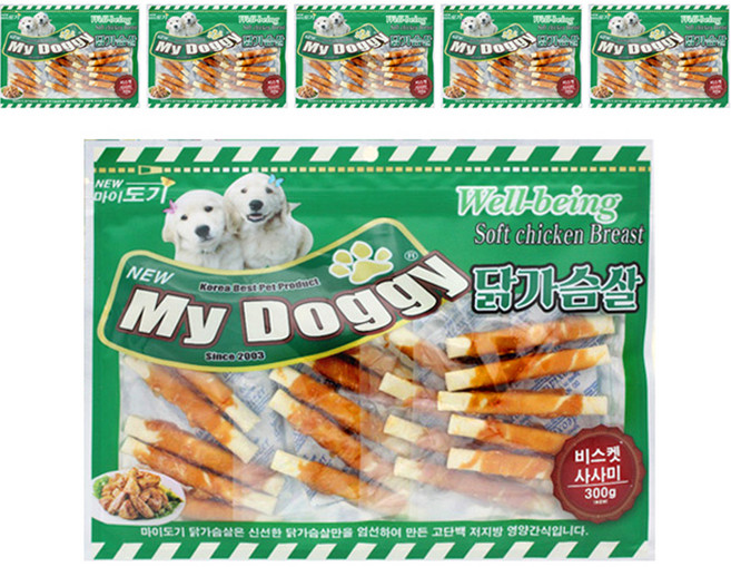 마이도기 강아지 건조간식, 혼합맛(비스켓/사사미), 300g, 6개