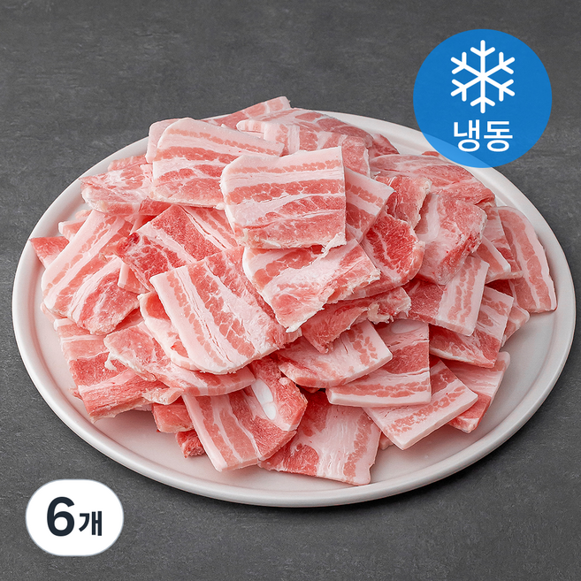 국제식품 덴마크산 돈삼겹 한입크기 5 x 6 x 0.5 cm (냉동), 1kg, 6개