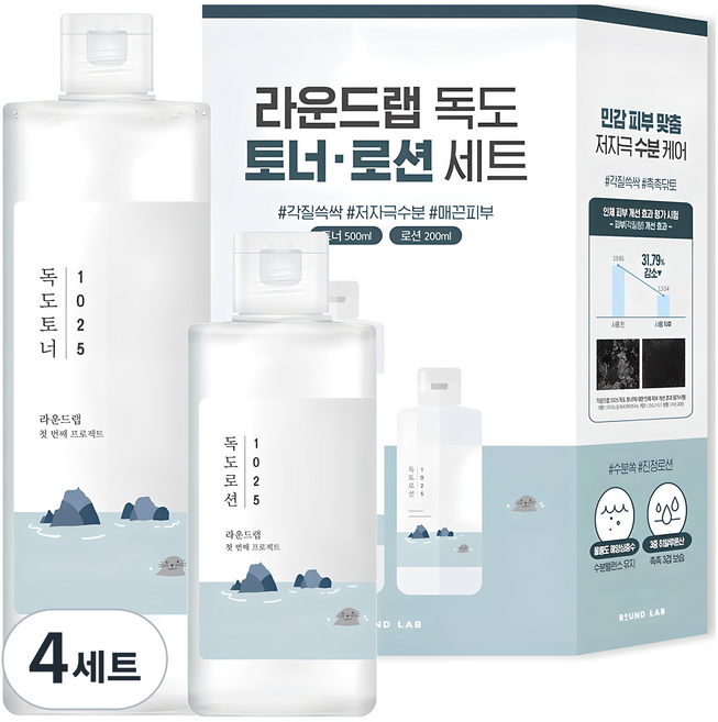 라운드랩 독도 토너 500ml + 로션 200ml 세트, 4세트