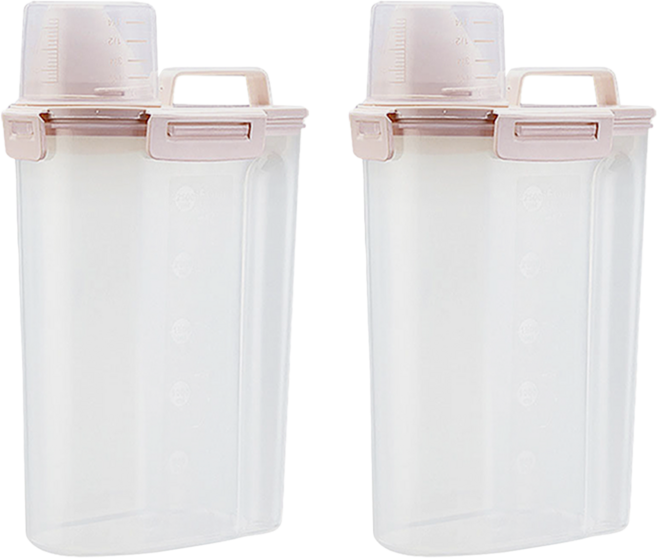 毛皇上 塑膠儲糧桶, 米白色, 3L, 2個
