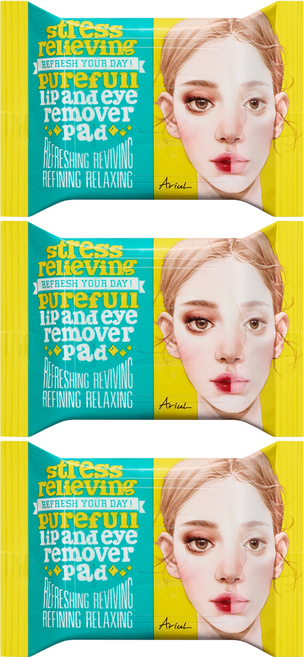 AriuL 艾藜兒 官方直營 淨膚雙面眼唇卸妝棉, 55g, 3包, 30片