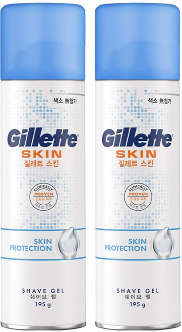 질레트 정품 스킨텍 쉐이빙젤, 195g, 2개