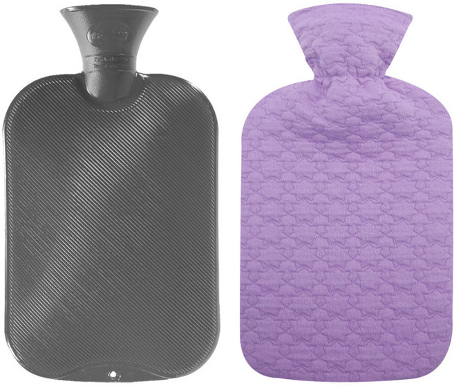 파쉬 양면빗살 보온물주머니 2L 랜덤발송 + 누빔면 디자인 커버 퍼플 세트, 1세트