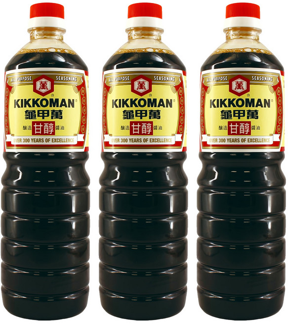 KIKKOMAN 龜甲萬 甘醇醬油, 1L, 3瓶