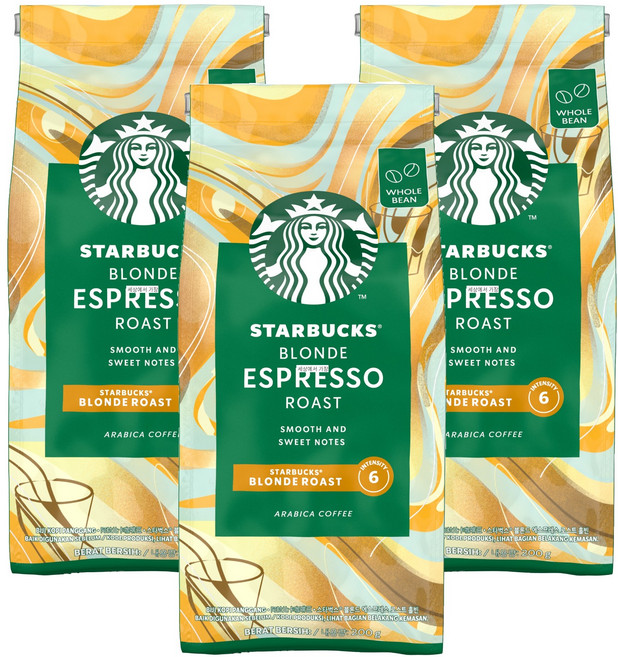 스타벅스 블론드 에스프레소 원두 랜덤발송, 200g, 3개, 홀빈(분쇄안함)