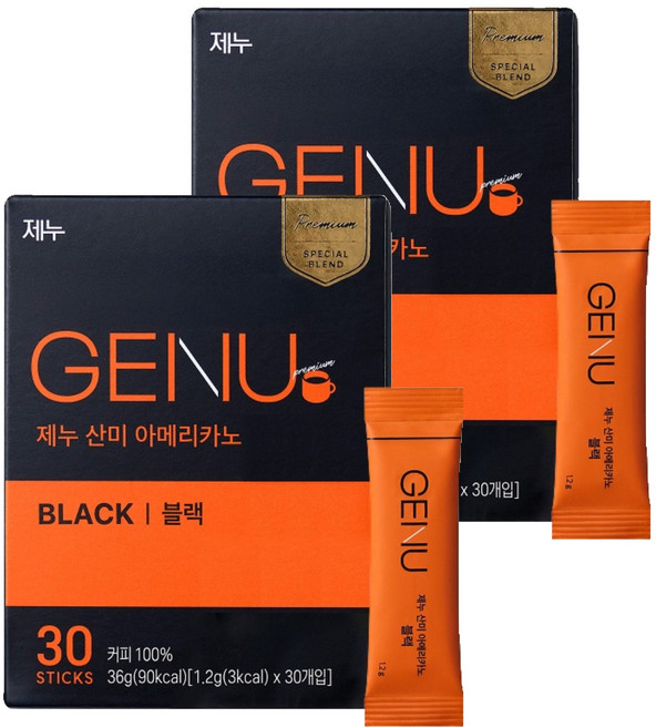 제누 산미 아메리카노 블랙 원두커피스틱, 1.2g, 30개입, 2개