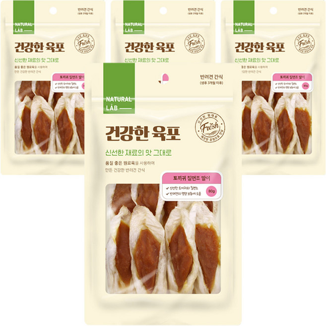 굿데이 강아지 건강한 육포, 토끼귀 칠면조말이, 80g, 4개