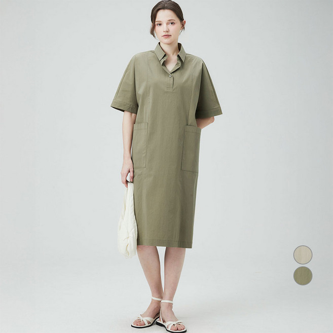 ELLEPARIS 여성용 브리즈 크리스피 코튼 스트레치 원피스