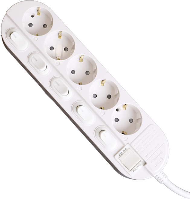 이어지다 개별 스위치 멀티탭 5구 OS-MT5, 2m, 1개