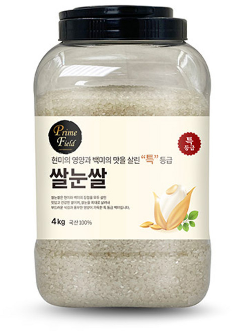 PrimeField 쌀눈쌀 백미, 특등급, 4kg, 1개