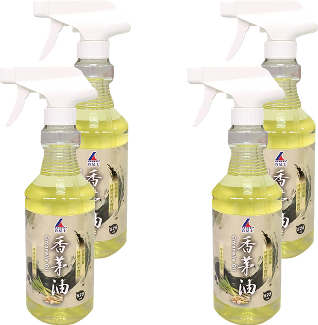 KENNEX 肯尼士 香茅油 525ml 草本萃取精華 無殺蟲劑配方 驅蚊蟲 芳香除臭 清新典雅, 4瓶