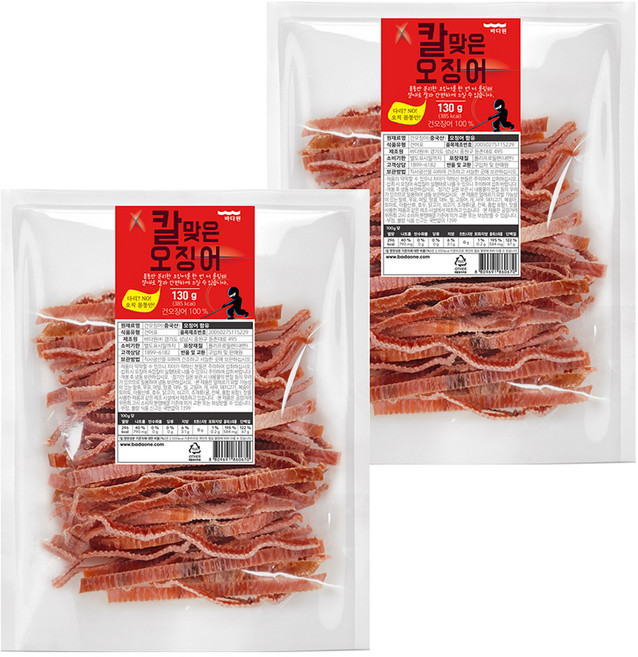 바다원 칼맞은 오징어, 130g, 2개