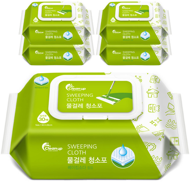 Cleanup 물걸레 청소포 30매, 5개