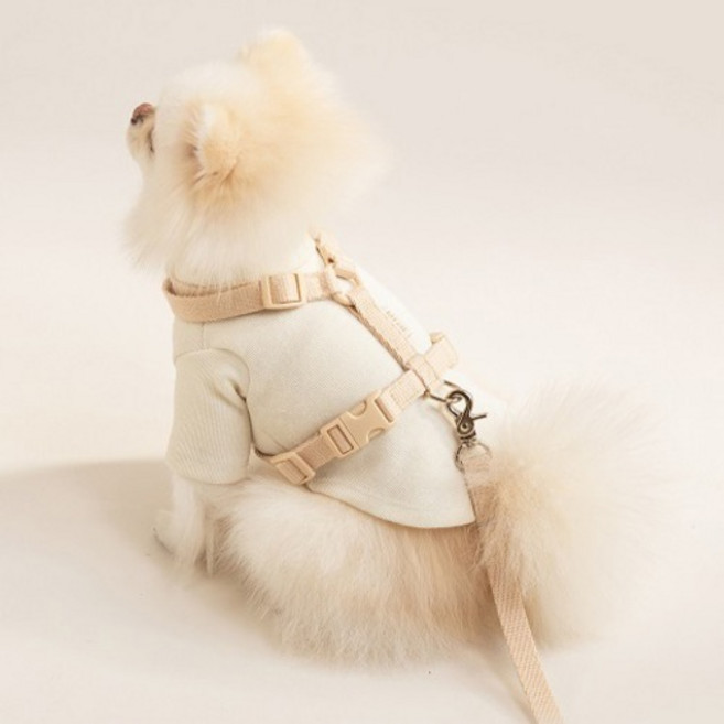 힛찌 목버클 강아지 하네스, 네츄럴베이지, 1개