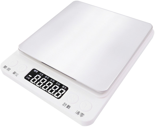 不鏽鋼電子秤 充電款 105 x 125 x 18 皓月白 3kg, I-2000, 1台
