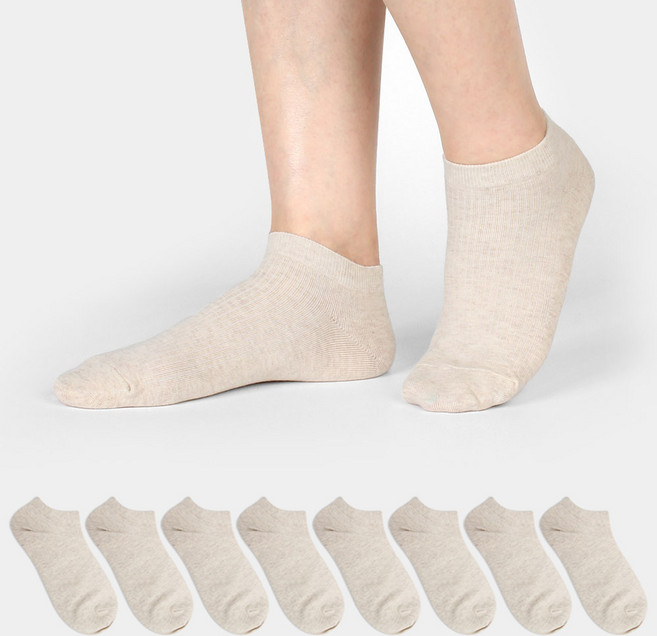 코지라벨 여성용 파스텔 골지 스니커즈 발목양말 8켤레