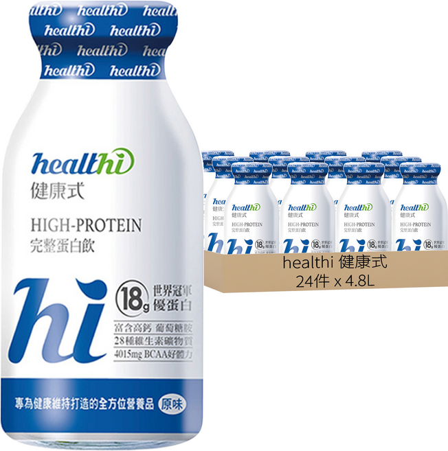 healthi 健康式 完整蛋白飲 月月健康24件組 原味, 4.8L, 1盒