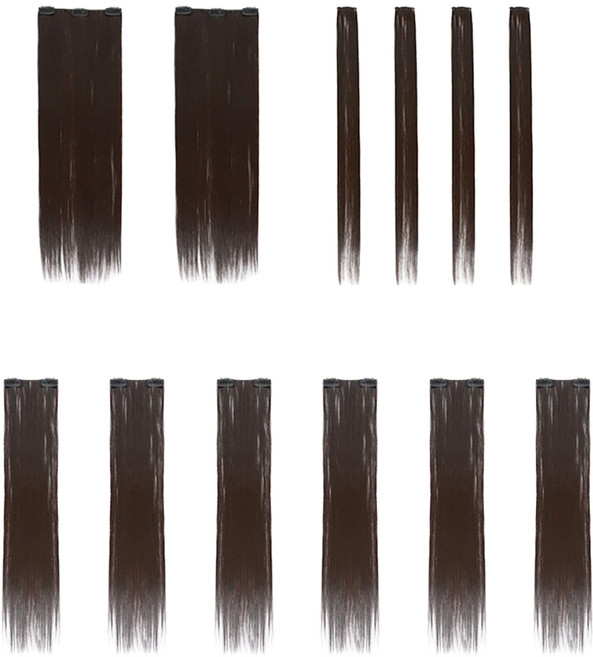 Euro Hair 扣式真髮接髮片 12片, 40號 橘棕色, 1組
