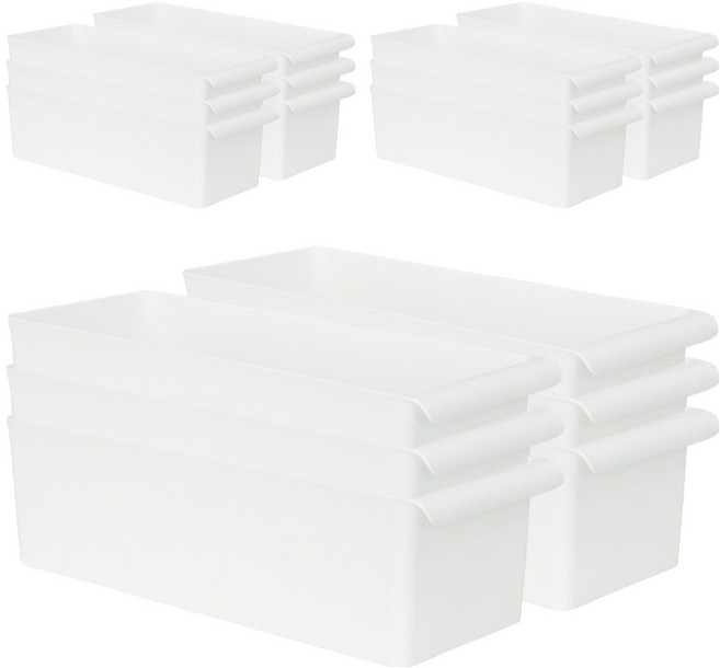 KAZT 附把手食品儲藏室收納整理箱籃, 白色, 18個