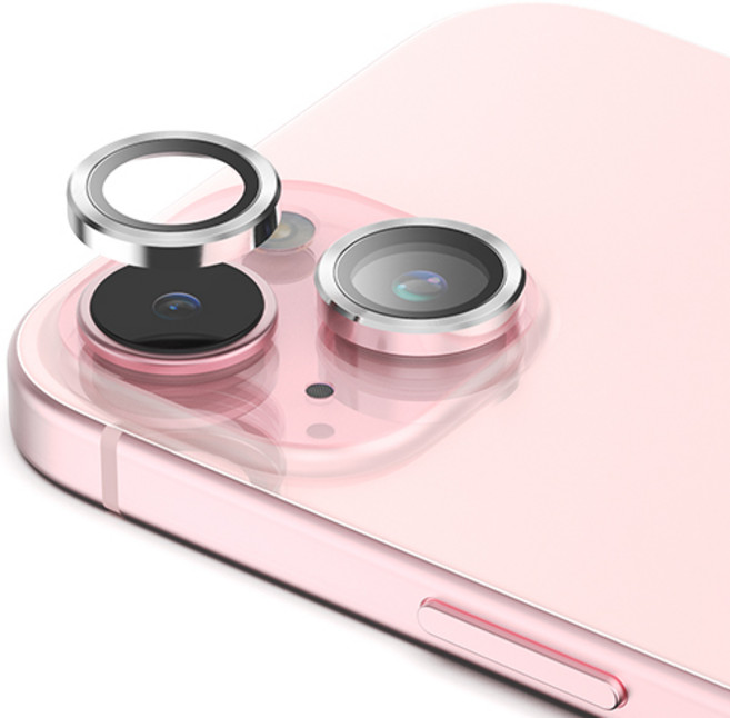 신지모루 AR 빛번짐방지 메탈 프레임 링 휴대폰 카메라 렌즈 강화유리 액정보호필름 실버, 1개