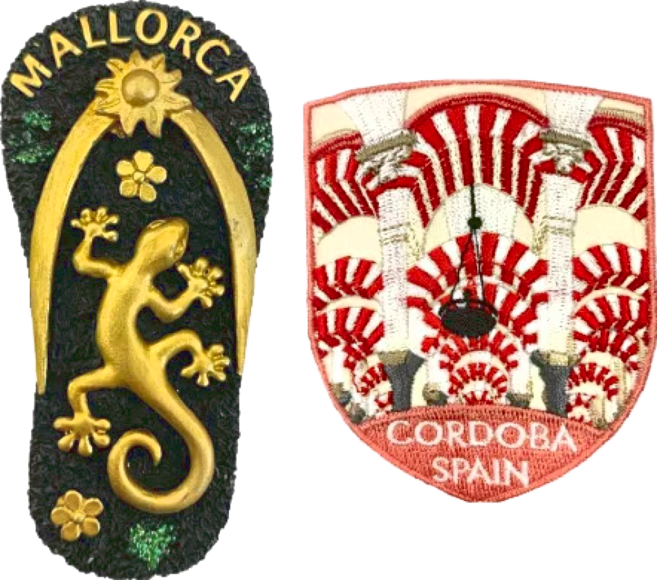 A-ONE 匯旺 西班牙金色蜥蜴可愛磁鐵 + 西班牙科爾多瓦主教座堂 背包貼 2件組, 西班牙金色蜥蜴 + 西班牙科爾多瓦主教座堂