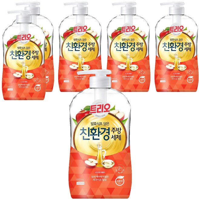 트리오 발효식초 담은 친환경 주방세제 사과향, 6개
