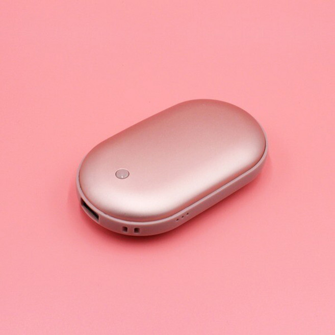 애니클리어 미니 조약돌 손난로 보조배터리 5000mAh+전용파우치, iGPB-HOT3, 핑크