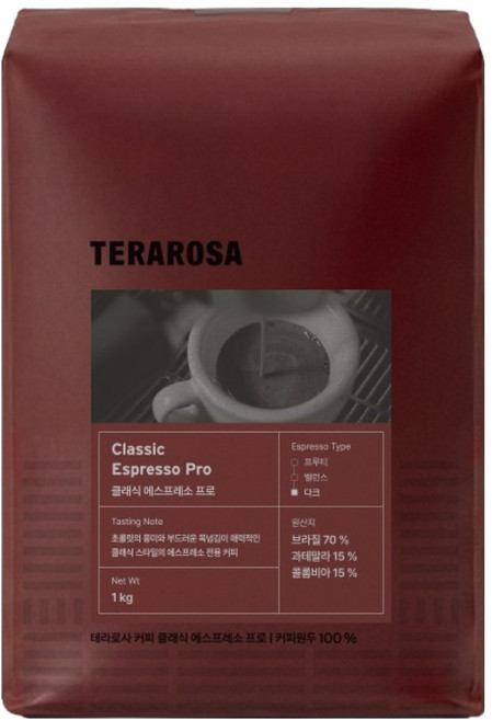 테라로사 클래식 에스프레소 프로 원두, 홀빈(분쇄안함), 1kg, 1개
