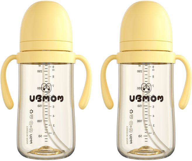 유비맘 시그니처 빨대컵, 280ml, 2개, 바나나