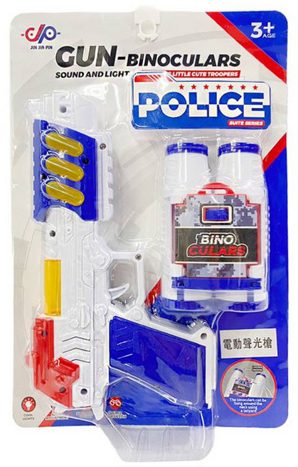JIN JIA PIN 手持式電動聲光短槍 + 望眼鏡 6496, 1套, 藍色 + 白色 + 紅色