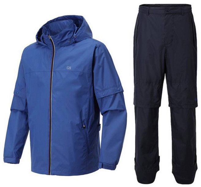 커터앤벅 남성용 라인 포인트 골프 우의 상하의 세트 CBM3ARW303, 블루