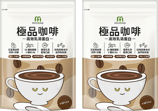 MIHONG 米鴻生醫 高效乳清蛋白 極品咖啡, 500g, 2袋